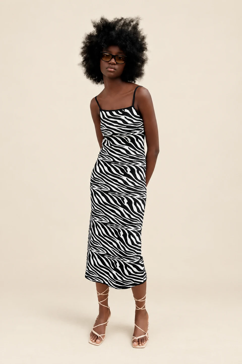 Margot Striped Midi Dress — Stripe — worn alternate