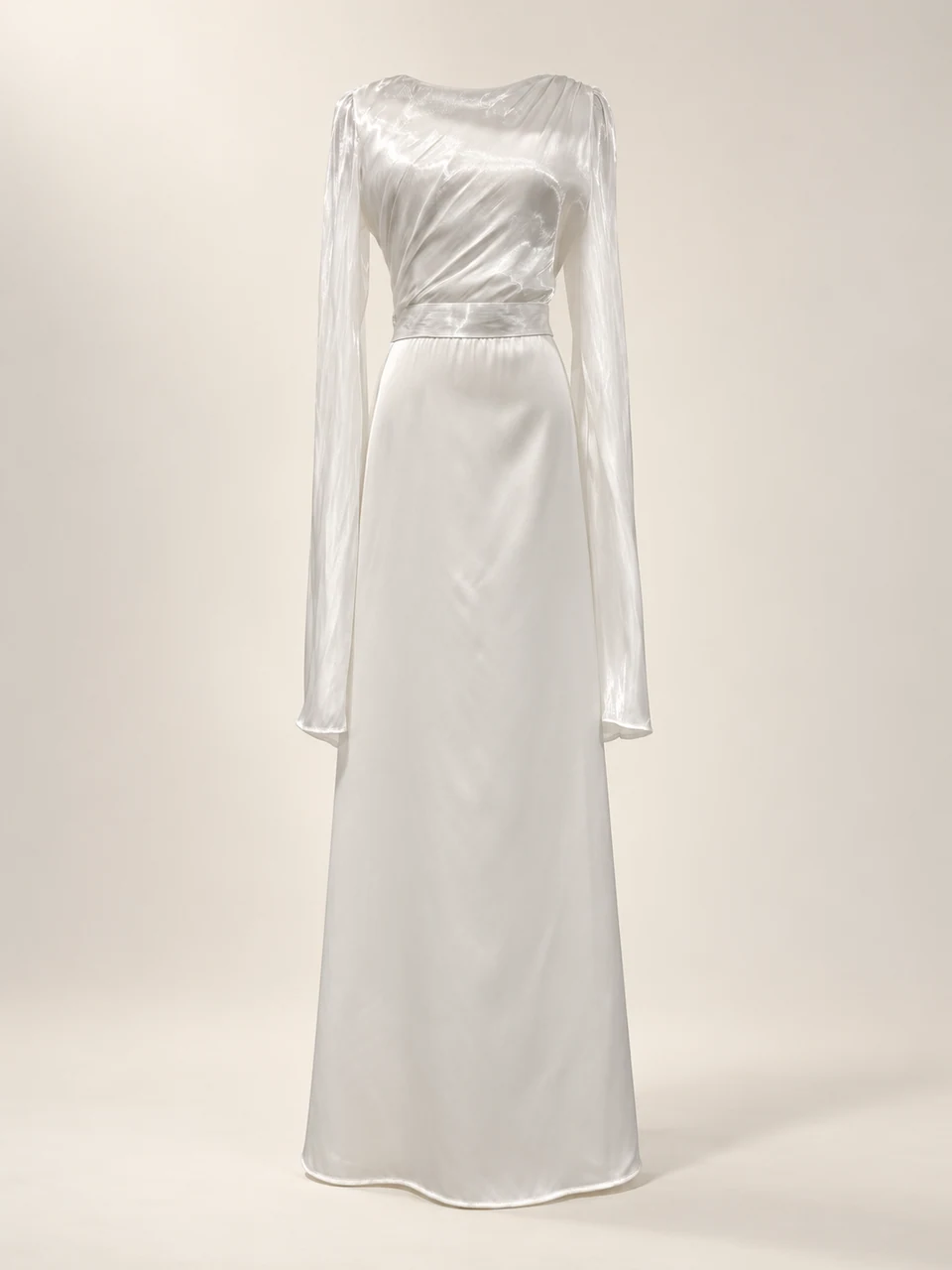 Celine Draped Dress — White — product photograph
