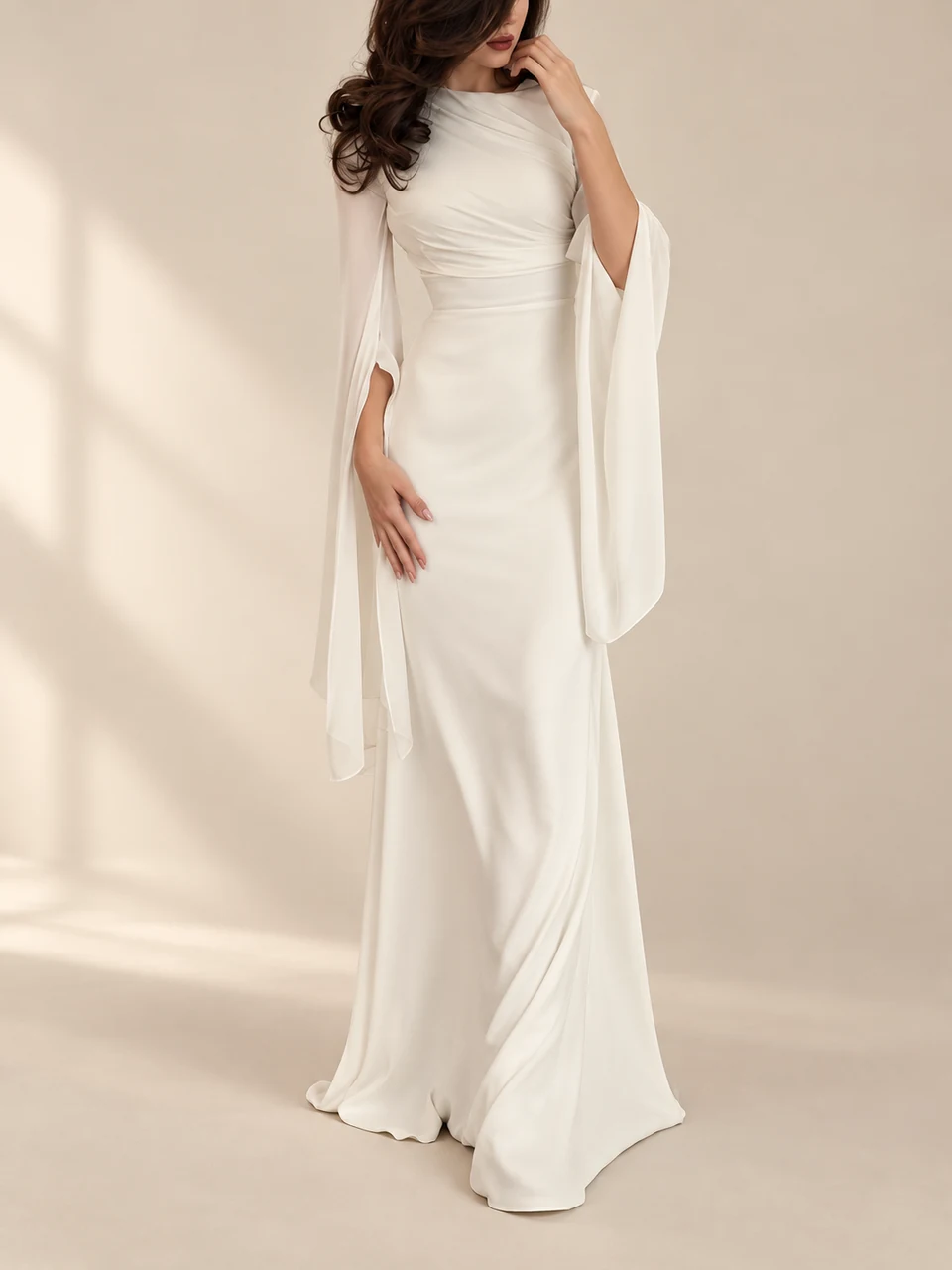 Celine Draped Dress — White — worn alternate