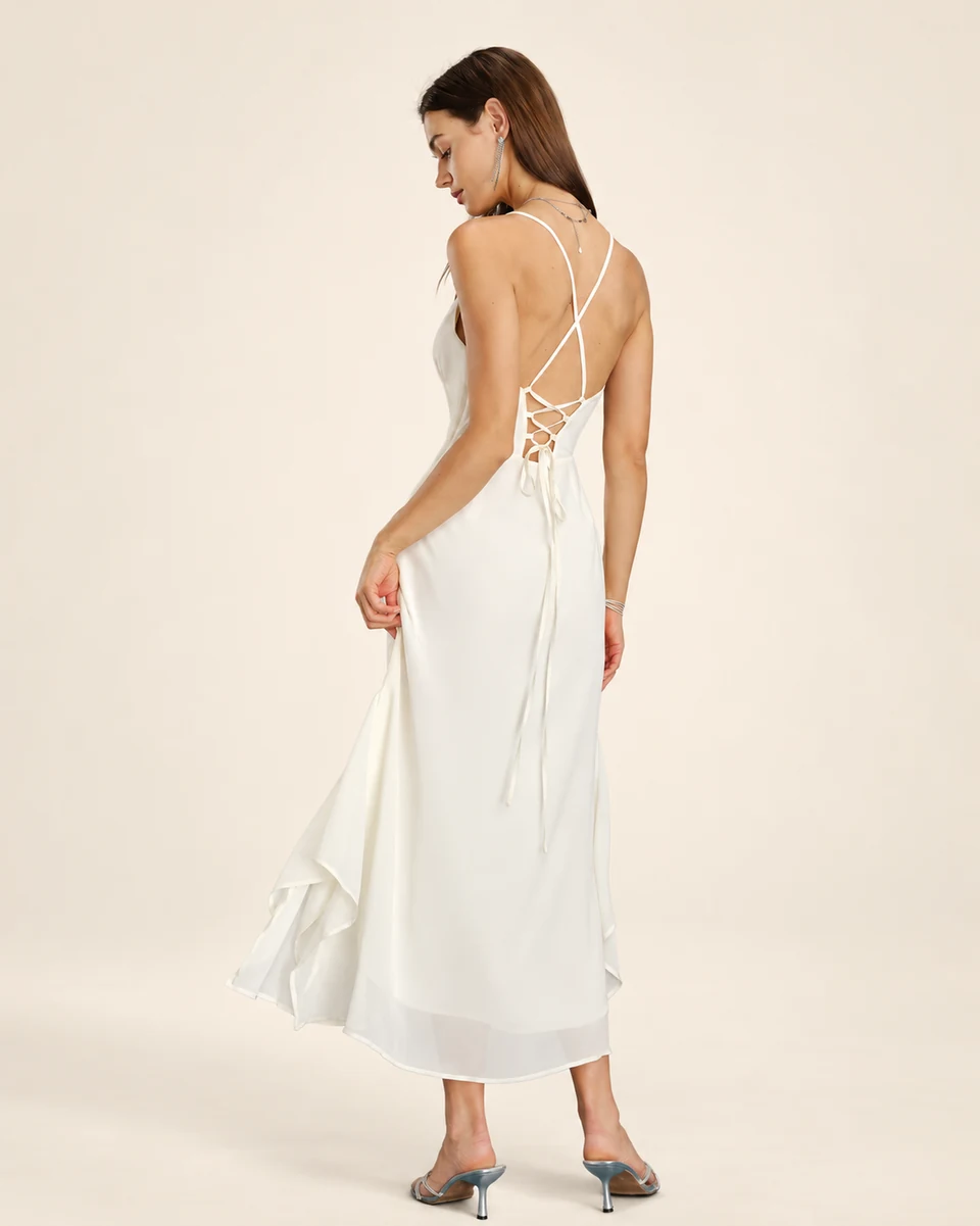Vivienne Chiffon Maxi Dress — Apricot — back