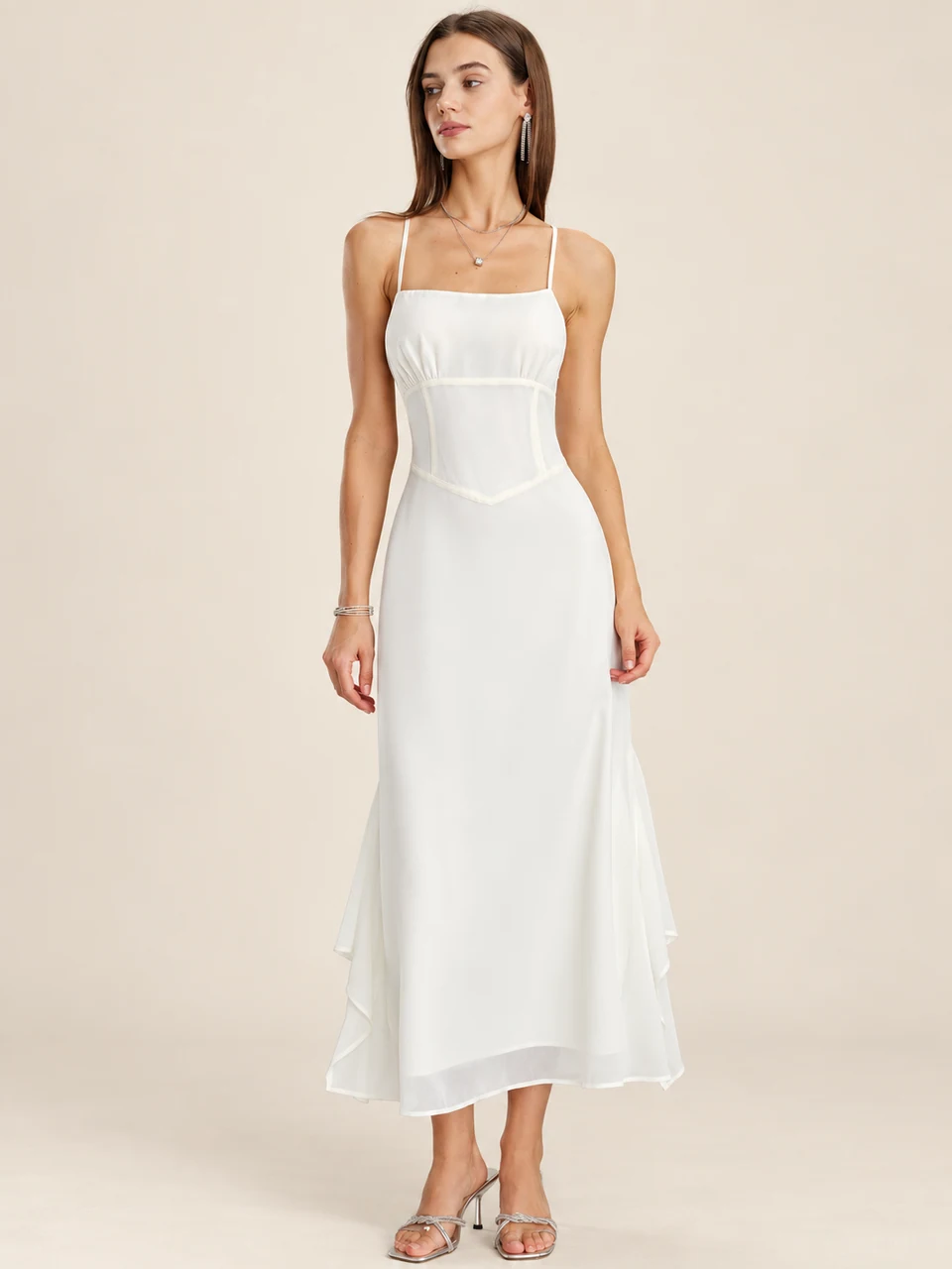 Vivienne Chiffon Maxi Dress — Apricot — product photograph