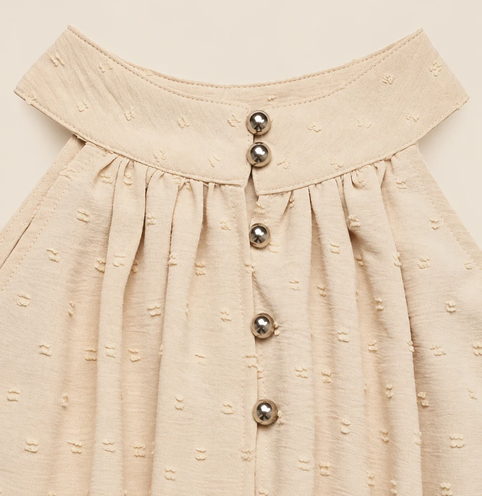 Colette Halter Mini Dress — Apricot — detail