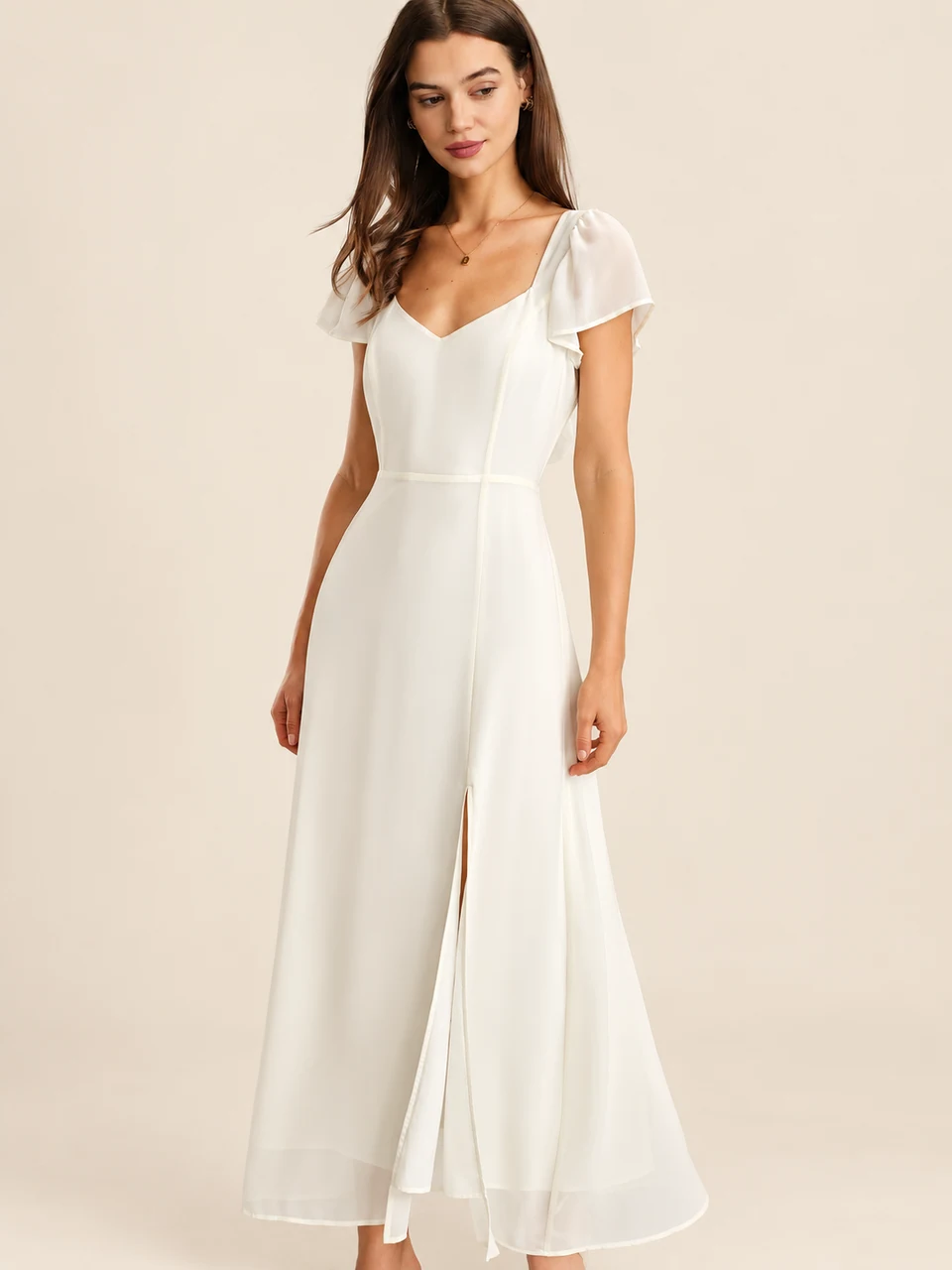 Juliette Chiffon Maxi Dress — Apricot — product photograph