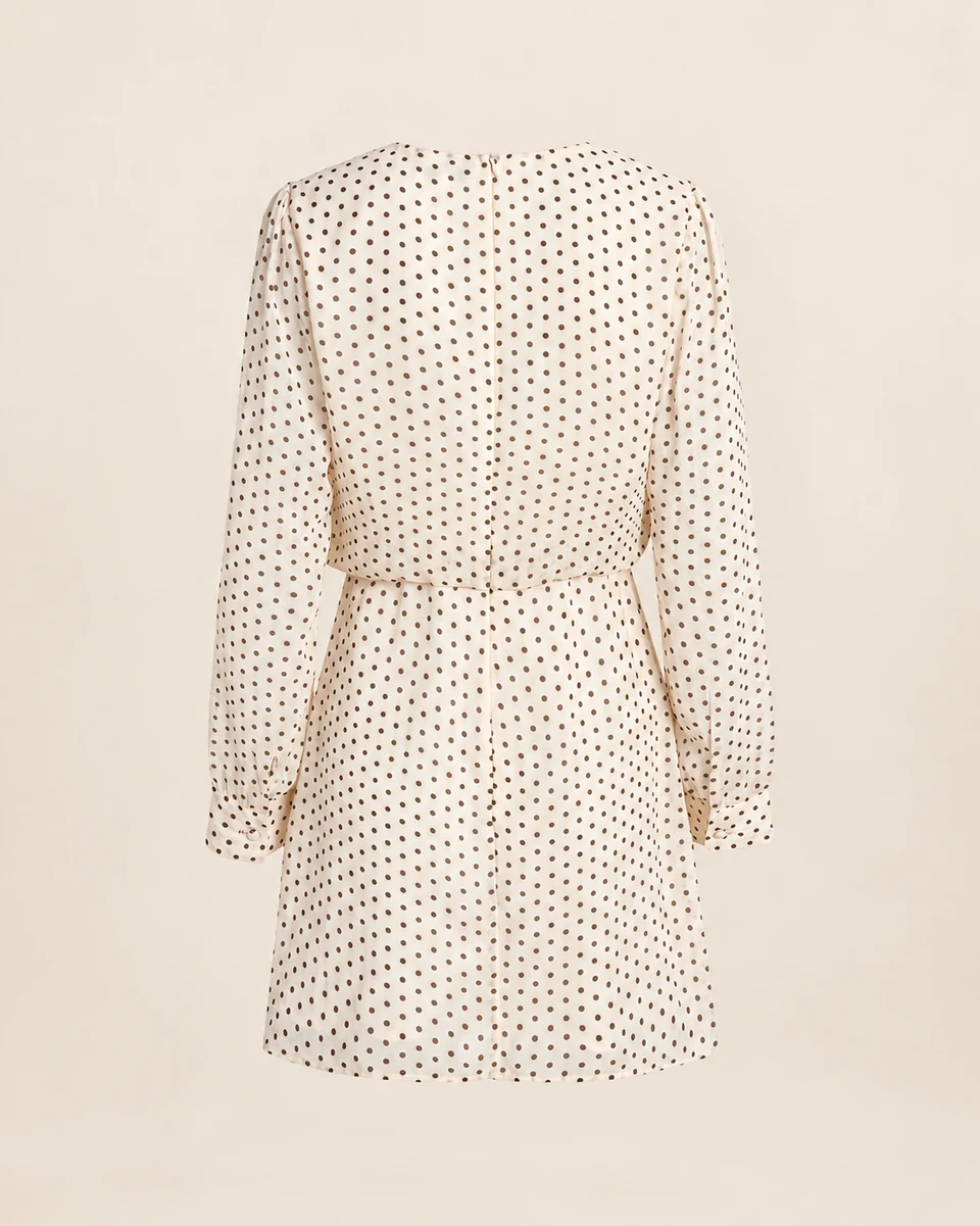 Isabelle Polka-Dot Mini Dress — Apricot — back